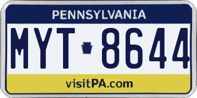PA license plate MYT8644