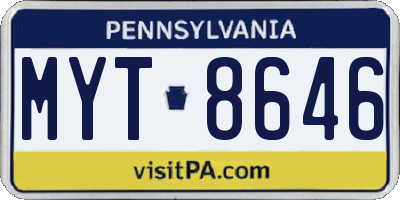PA license plate MYT8646