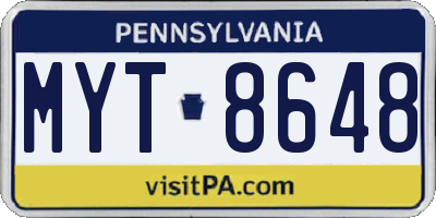 PA license plate MYT8648