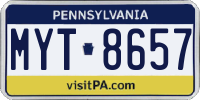PA license plate MYT8657