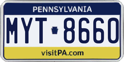 PA license plate MYT8660