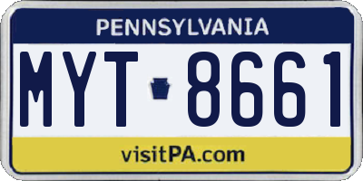 PA license plate MYT8661