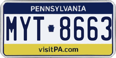 PA license plate MYT8663