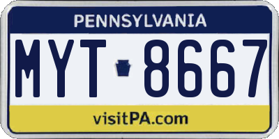 PA license plate MYT8667