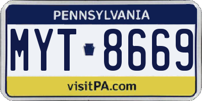 PA license plate MYT8669