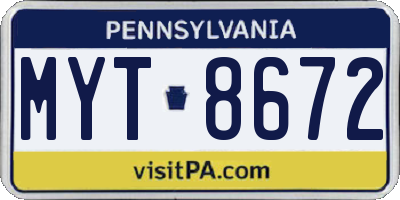 PA license plate MYT8672