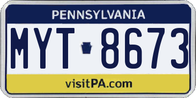 PA license plate MYT8673