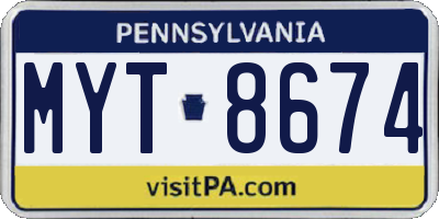PA license plate MYT8674