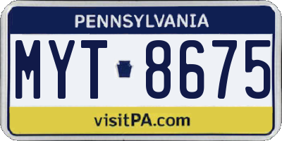 PA license plate MYT8675