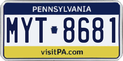 PA license plate MYT8681