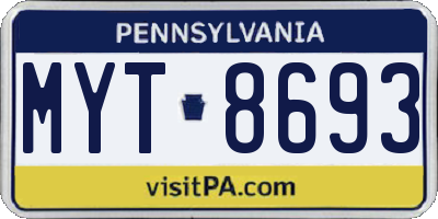 PA license plate MYT8693