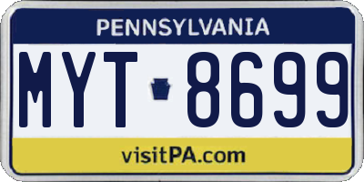 PA license plate MYT8699