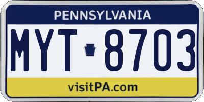 PA license plate MYT8703
