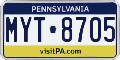 PA license plate MYT8705