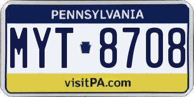 PA license plate MYT8708