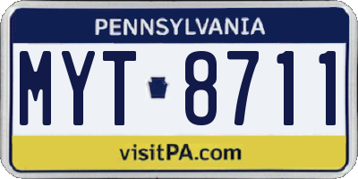 PA license plate MYT8711