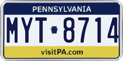 PA license plate MYT8714