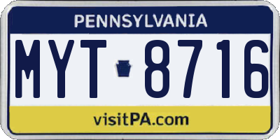 PA license plate MYT8716
