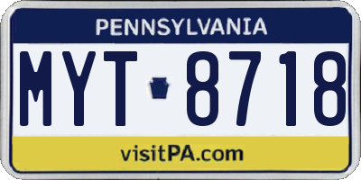 PA license plate MYT8718