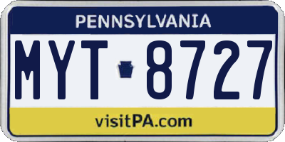 PA license plate MYT8727