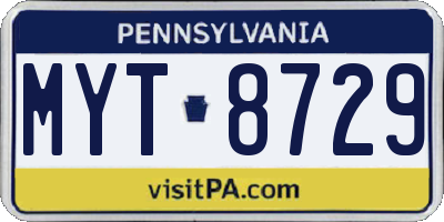 PA license plate MYT8729