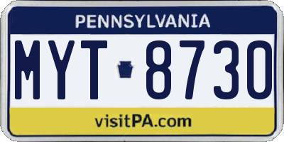 PA license plate MYT8730