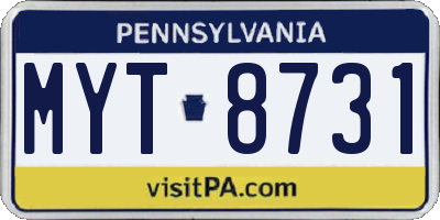 PA license plate MYT8731