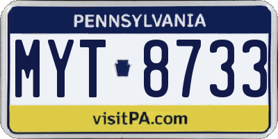 PA license plate MYT8733