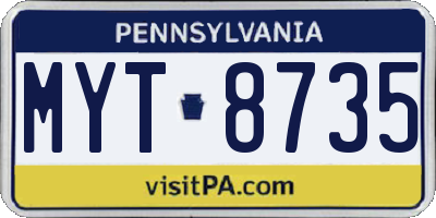 PA license plate MYT8735