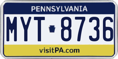 PA license plate MYT8736