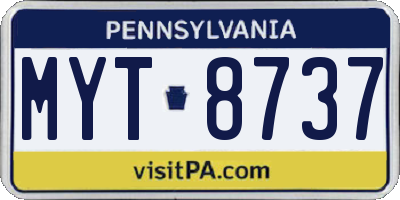 PA license plate MYT8737