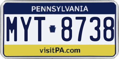 PA license plate MYT8738