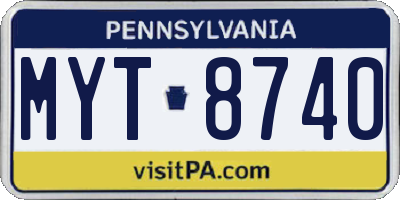 PA license plate MYT8740