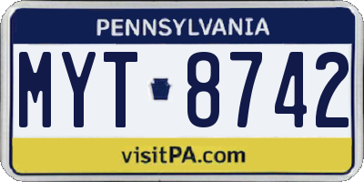 PA license plate MYT8742
