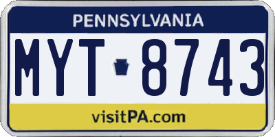 PA license plate MYT8743