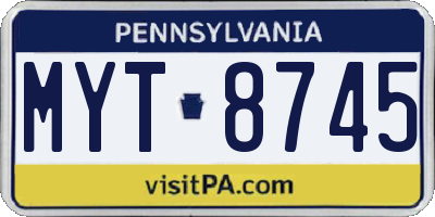 PA license plate MYT8745