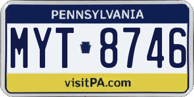 PA license plate MYT8746