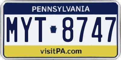 PA license plate MYT8747