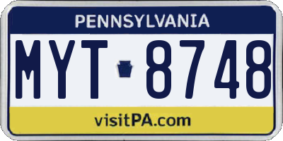 PA license plate MYT8748