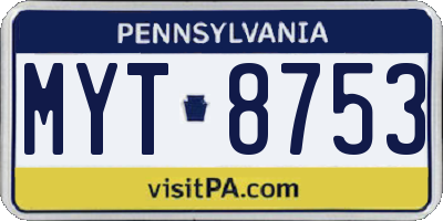 PA license plate MYT8753