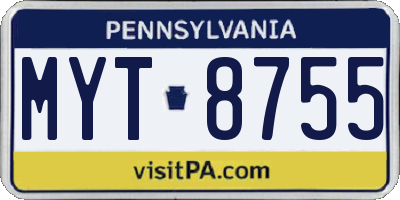 PA license plate MYT8755
