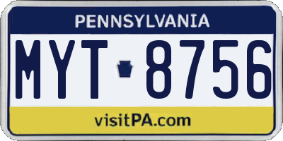 PA license plate MYT8756