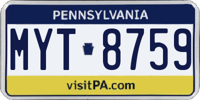 PA license plate MYT8759