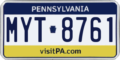 PA license plate MYT8761