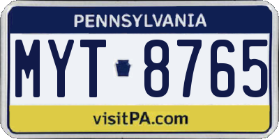 PA license plate MYT8765