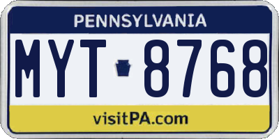 PA license plate MYT8768