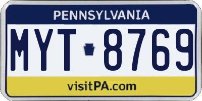 PA license plate MYT8769