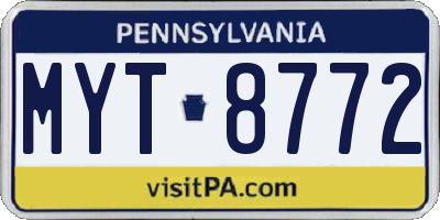 PA license plate MYT8772