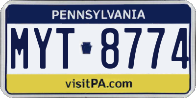 PA license plate MYT8774