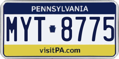 PA license plate MYT8775